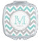 Aqua Blue and White Chevron with Monogram