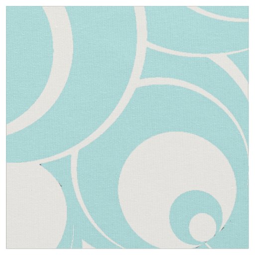 Aqua Blue and White Circles Abstract Fabric