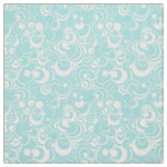 Aqua Blue and White Circles Abstract Fabric 2