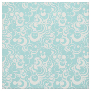 Aqua Blue and White Circles Abstract Fabric 2