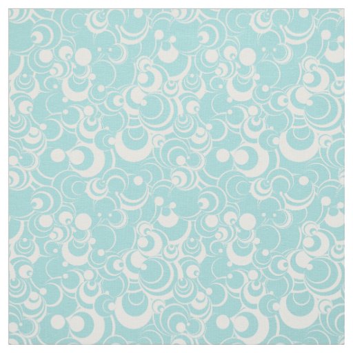 Aqua Blue and White Circles Abstract Fabric 2