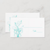 Aqua Blue and White Floral Place Cards (Front/Back)
