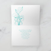 Aqua Blue and White Floral Thank You Card (Inside)