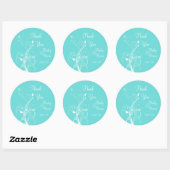 Aqua Blue and White Floral Wedding Favor Classic Round Sticker (Sheet)