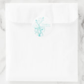 Aqua Blue and White Floral Wedding Favor Sticker (Bag)