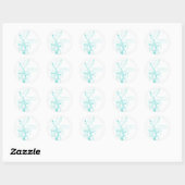 Aqua Blue and White Floral Wedding Favor Sticker (Sheet)