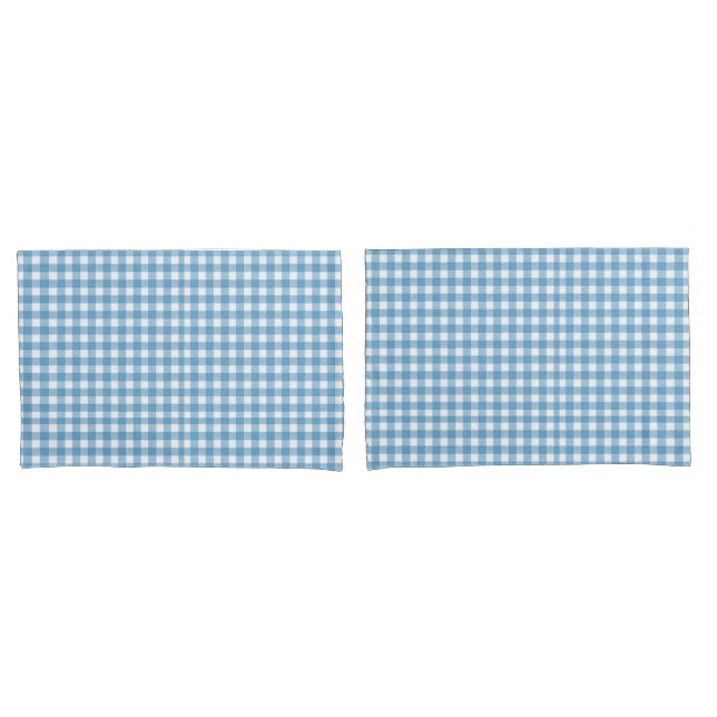 Aqua Blue and White Gingham Pattern Pillow Case (Front-Set)