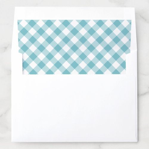 Aqua Blue and White Gingham Plaid Pattern Envelope Liner