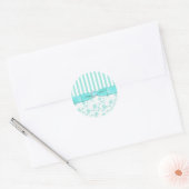 Aqua Blue and White Striped Floral Envelope Seal (Envelope)