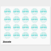 Aqua Blue and White Striped Floral Envelope Seal (Sheet)