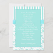 Aqua Blue and White Striped Floral Wedding Invite (Back)