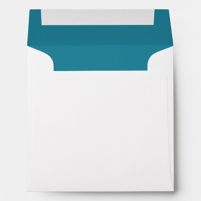Aqua Blue and White Wedding Envelope (Back (Bottom))
