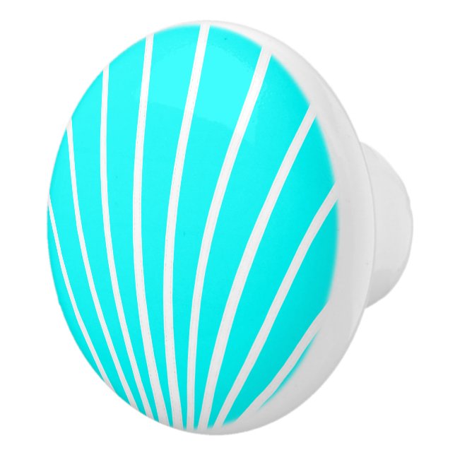 Aqua Blue Art Deco Design Ceramic Knob (Right)