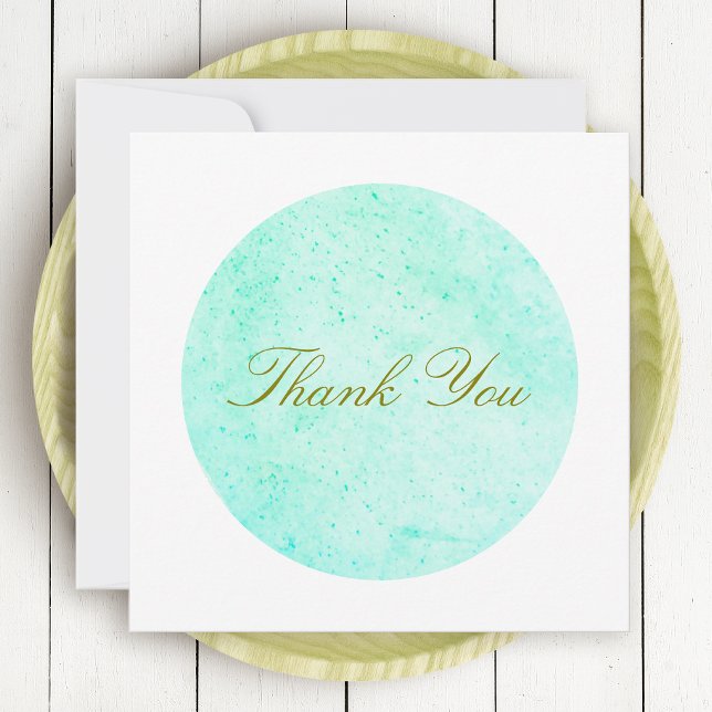 Aqua Blue Artistic Thank You Card (Creator Uploaded)