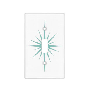 Aqua Blue Atomic Starburst Mid Century Retro Light Switch Cover