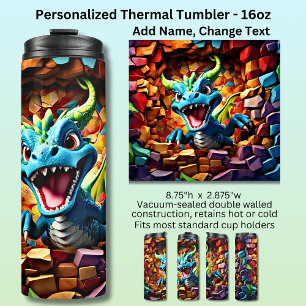 Aqua Blue Baby Dragon Breaking Through Thermal Tumbler