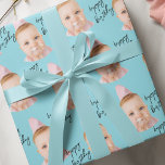 Aqua Blue Baby Face Birthday |  Custom Photo Wrapping Paper<br><div class="desc">Turn your baby's birthday into an unforgettable memory with this aqua blue personalized face wrapping paper! Upload your favorite baby photo to create a charming collage design, complete with a sweet "happy birthday" script. Perfect for first birthdays, cake smash gifts, or a cute baby shower surprise. This fun and unique...</div>