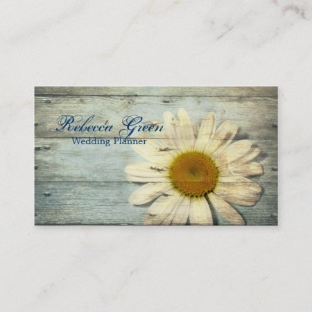 Aqua Blue Barn Wood White Daisy Florist Business Card