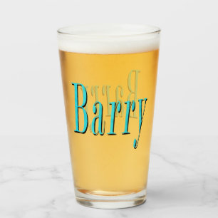 Aqua Blue Barry Name Logo, Glass
