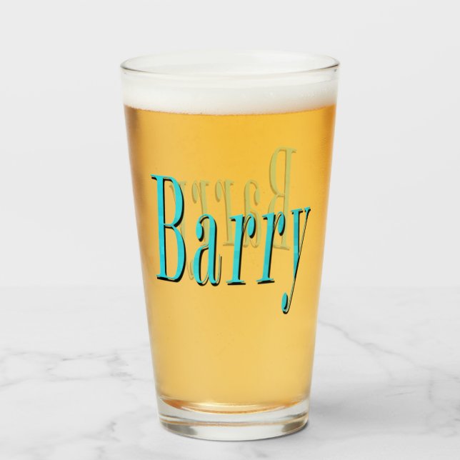 Aqua Blue Barry Name Logo, Glass (Front Filled)
