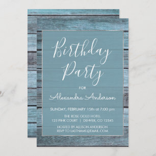 Aqua Blue Beach House Any Age Birthday Party Invitation