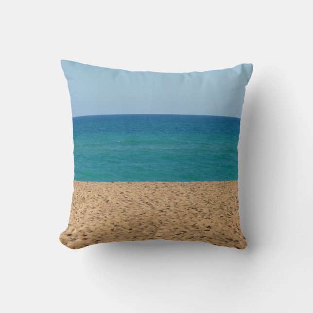 Aqua Blue Beach Throw Pillow (Front)