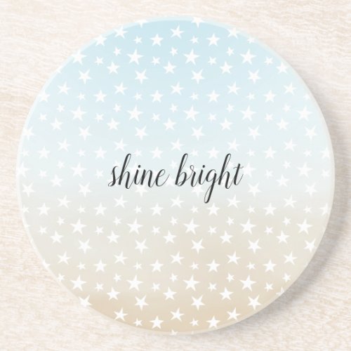 Aqua Blue Beige Cream Sand Stars Ombre Tie Dye Coaster