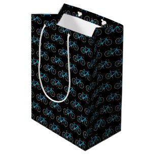 Aqua blue bicycle on black medium gift bag