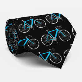 aqua blue bicycle on black neck tie