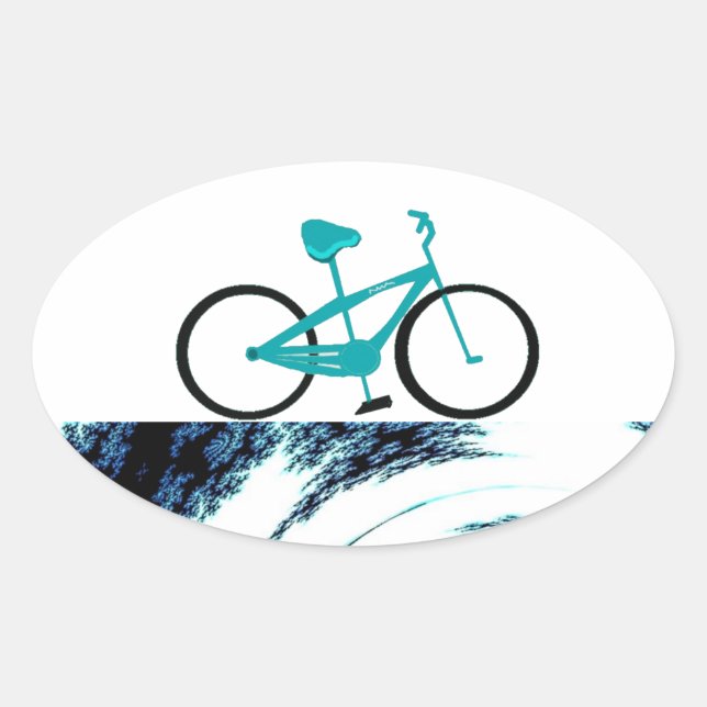 Aqua Blue Bicycle Oval Sticker (Front)