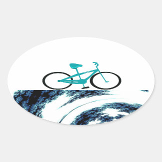 Aqua Blue Bicycle Oval Sticker