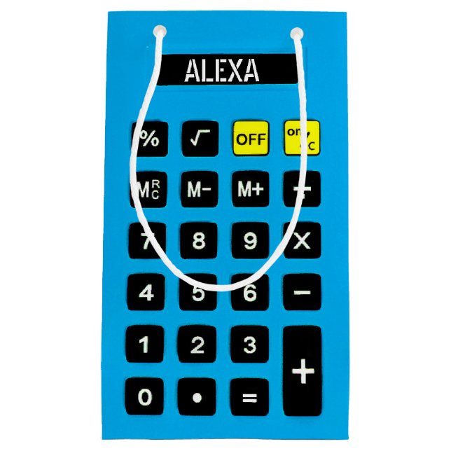 Aqua Blue Birthday Calculator Small Gift Bag (Front)
