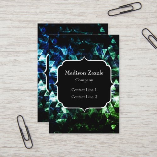 Aqua blue Black Geometric Smoky Abstract Monogram Business Card