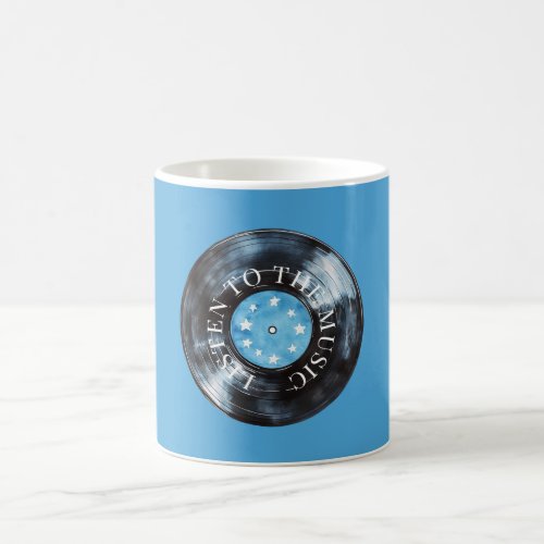Aqua Blue Black Record Music Coffee Mug