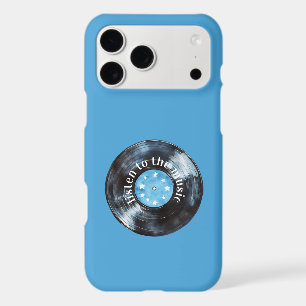 Aqua Blue Black Record Music iPhone 17 Pro Max Case