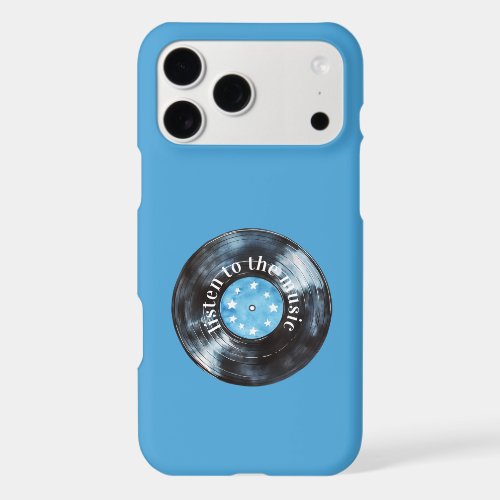 Aqua Blue Black Record Music iPhone 17 Pro Max Case