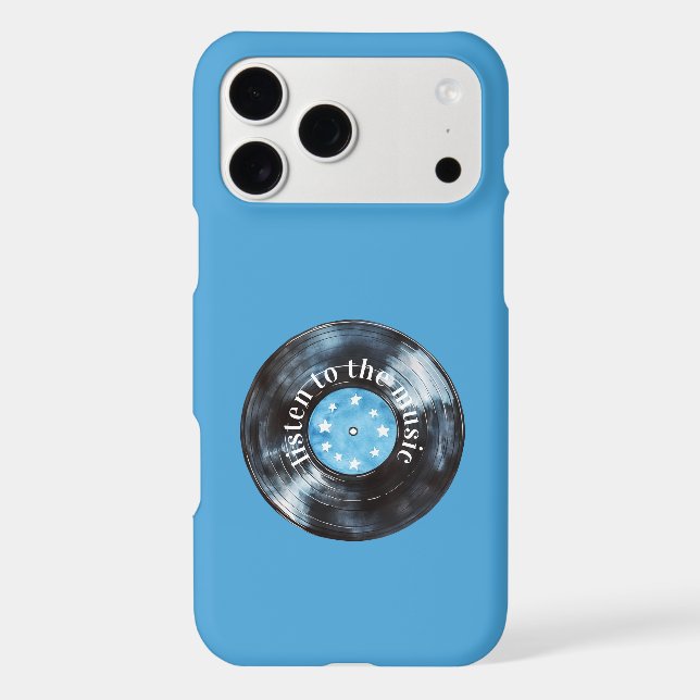 Aqua Blue Black Record Music iPhone Case (Back)