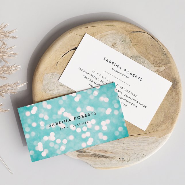 Aqua Blue Bokeh Business Card (Creator Uploaded)
