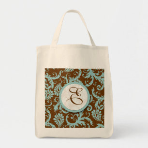 Aqua Blue Bride's Tote Vintage Floral Wedding