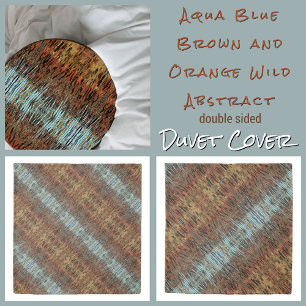 Aqua Blue Brown and Orange Wild Abstract Duvet Cover