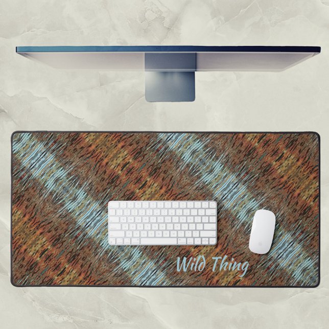Aqua Blue Brown and Orange Wild Tribal Abstract Desk Mat (Creator Uploaded)