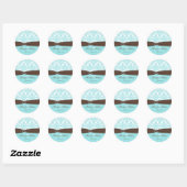Aqua Blue, Brown, White Damask Wedding Sticker (Sheet)