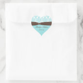 Aqua Blue, Brown, White Damask Wedding Sticker (Bag)