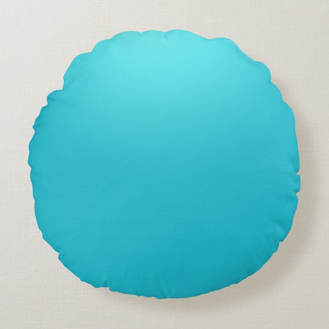 Aqua blue Brushed Polyester Round throw cushion (Front)