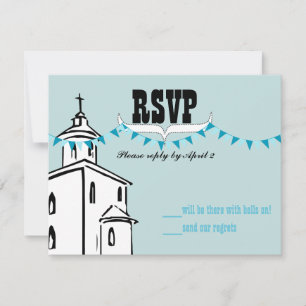 Aqua Blue Bunting We're going to the Chapel RSVP