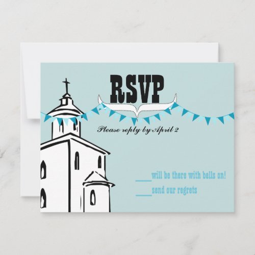 Aqua Blue Bunting Were going to the Chapel RSVP