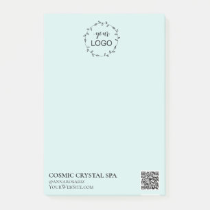 *~* Aqua Blue Business QR Simple Minimal Logo AP8 Post-it Notes