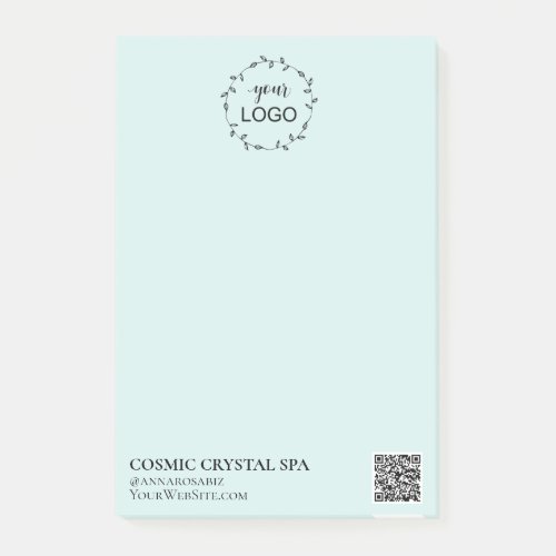  Aqua Blue Business QR Simple Minimal Logo AP8 Post_it Notes