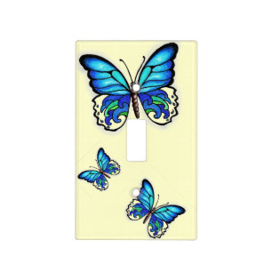 Aqua Blue Butterfly Light Switch Cover