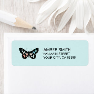Aqua Blue Butterfly Watercolor Nature Label